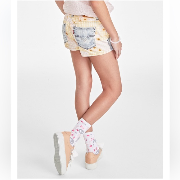 NWT Big Girls Gingham/Daisy Pattern Block Adjustable-Waistband Girlfriend Shorts - Picture 1 of 11